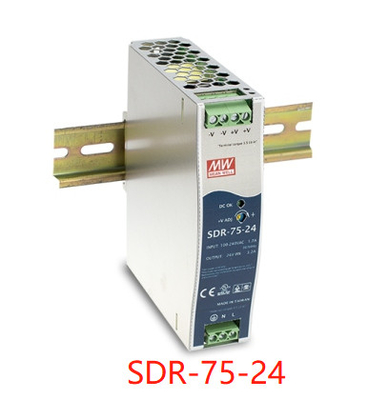 SDR-75-24 Meanwell Din Rail Bộ nguồn 12V 24V 48V 85% -89%