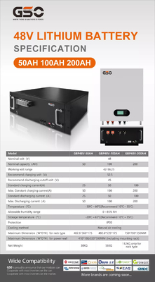 2,5Kwh 50ah Pin năng lượng mặt trời có thể sạc lại Lifepo4 Lithium 5000 lần