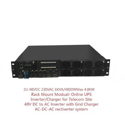 19inch  2U 48VDC 230VAC 6KVA /600W   Rack Mount Modualr Online UPS Telecom rectifier  inverter-charger 2 in 1 for telecom sites.
