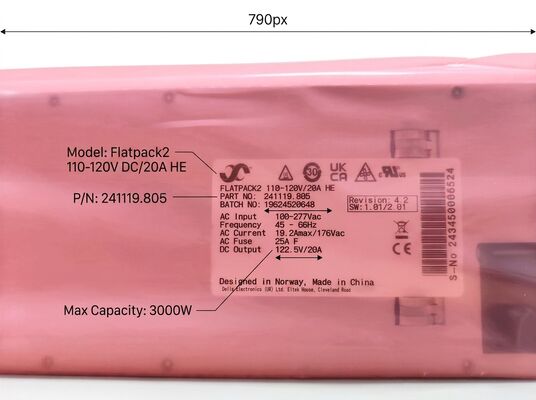 Eltek Flatpack2 110Vdc 125Vdc 3000W Mô-đun chỉnh lưu hiệu suất cao Chiều cao 1U P/N: 241119.805