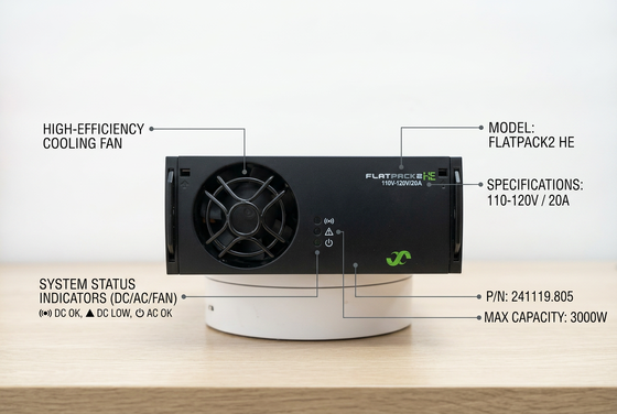 Eltek Flatpack2 110Vdc 125Vdc 3000W Mô-đun chỉnh lưu hiệu suất cao Chiều cao 1U P/N: 241119.805