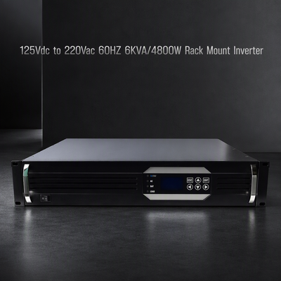 Biến tần sóng sin tinh khiết 6KVA gắn trên giá đỡ 19" 2U với UPS máy chủ đầu vào 125VDC và đầu ra 220VAC