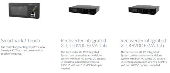 Eltek Rectiverter 2U 6kVA Hệ thống điện Eltek Flatpack với bộ điều khiển cảm ứng Smartpack2 CIOR0402.1XXX